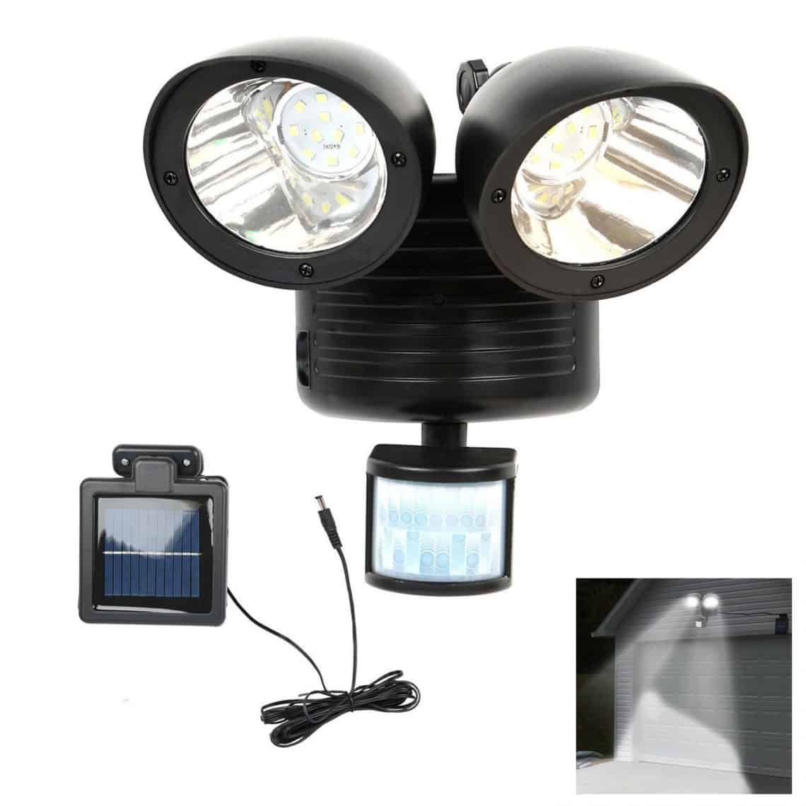 Double projecteur LED extérieur avec détecteur de mouvement