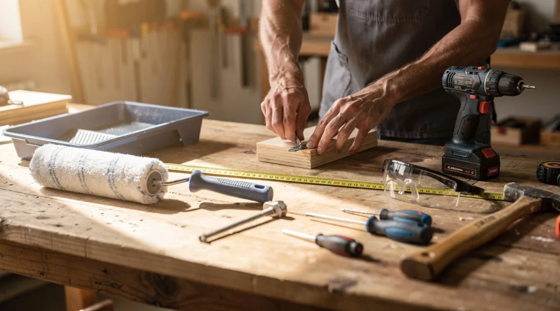 Formation bricolage avec financement CPF, établi d’atelier et outils de rénovation prêts à l’emploi